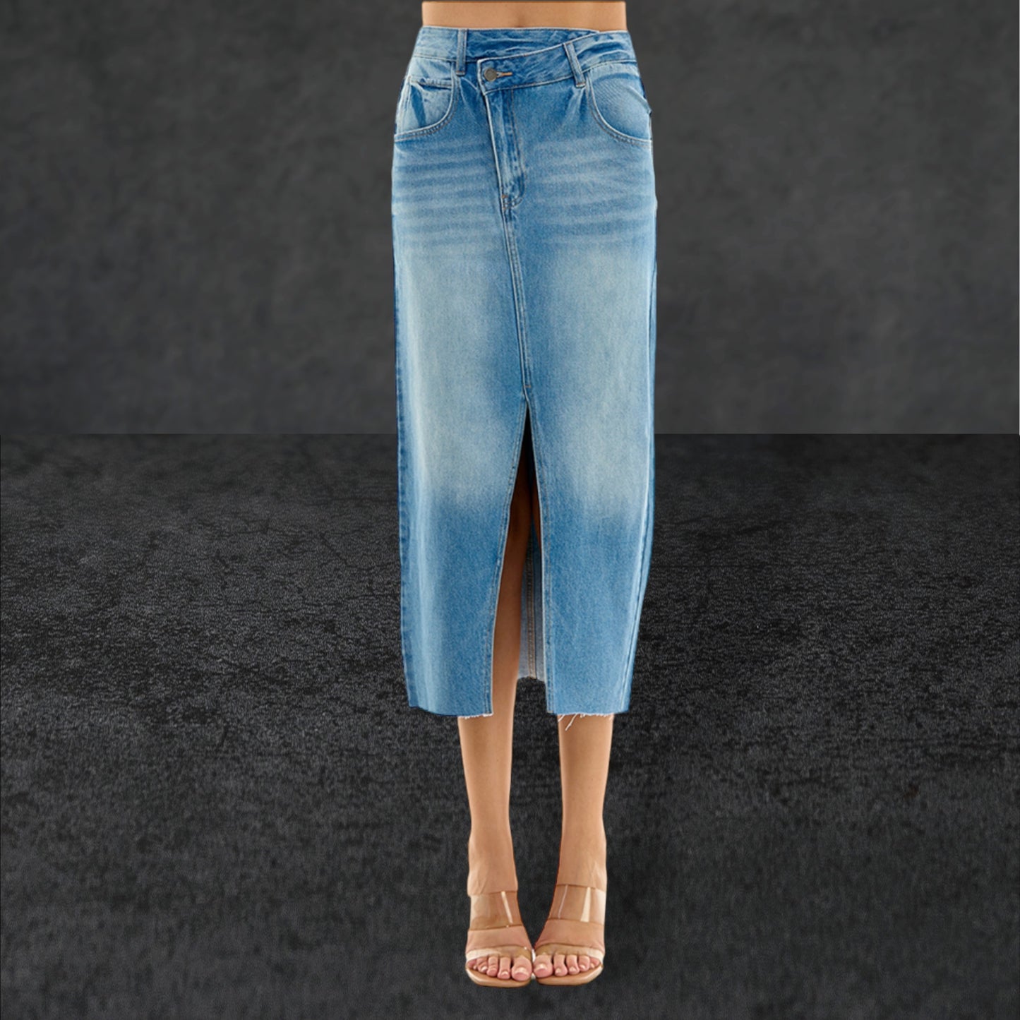 Denim midi skirt