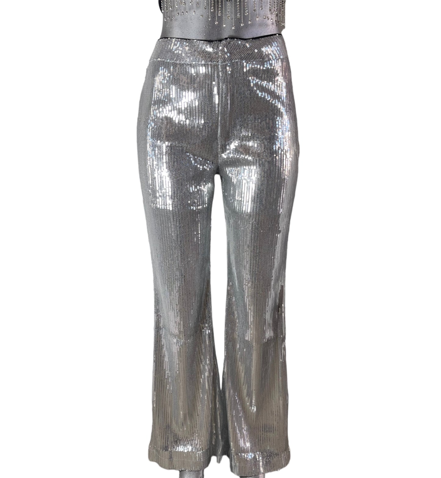 Silver pants with sequins