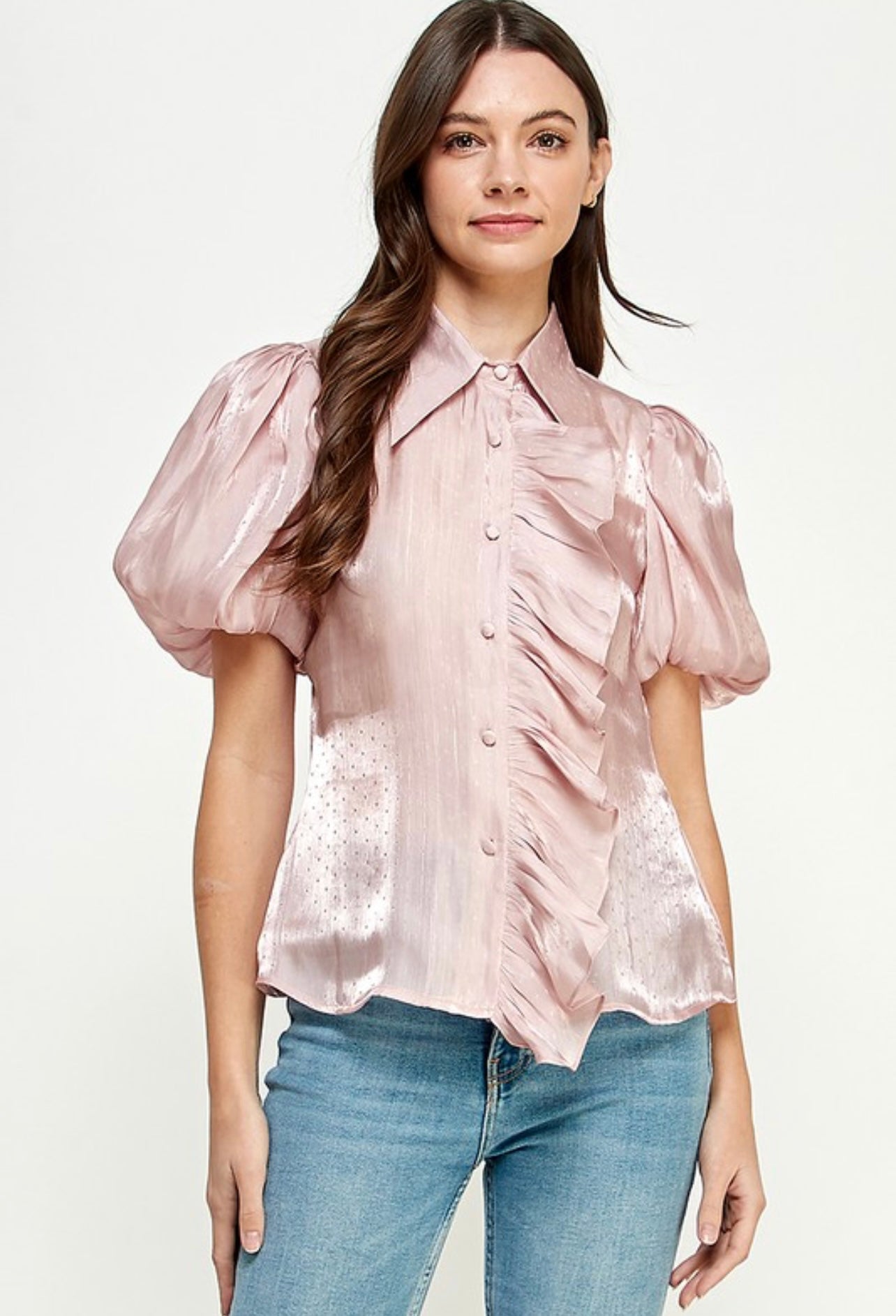 Pink ruffle blouse
