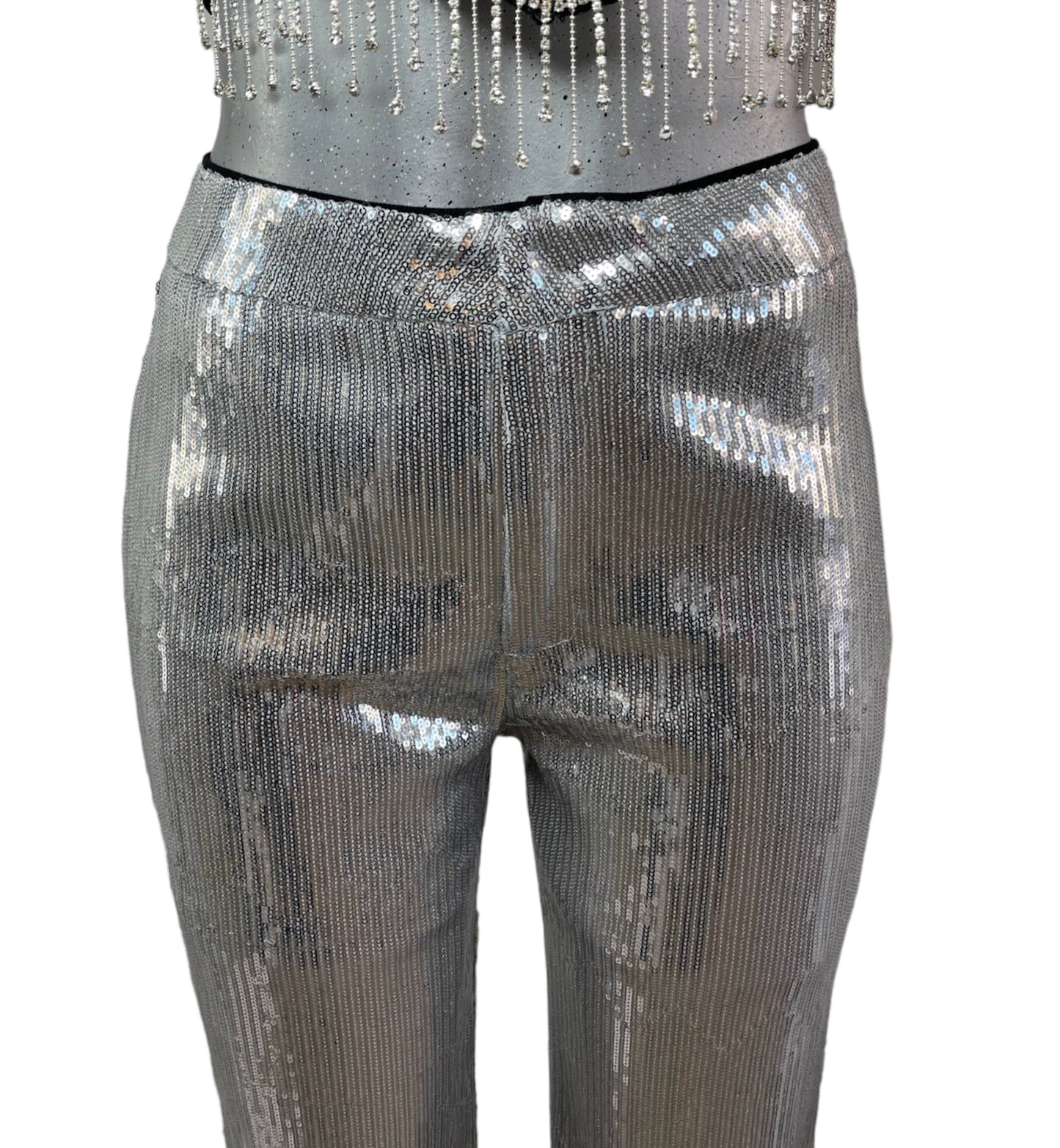 Silver pants with sequins