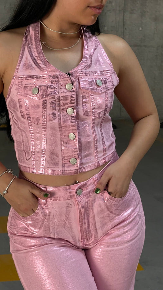 Vest with metallic foil