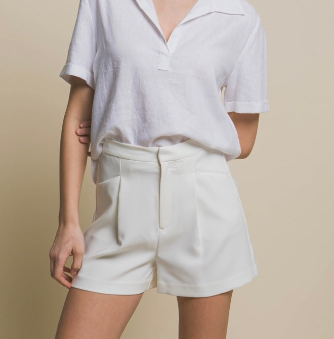 Pleated Waist Woven Shorts