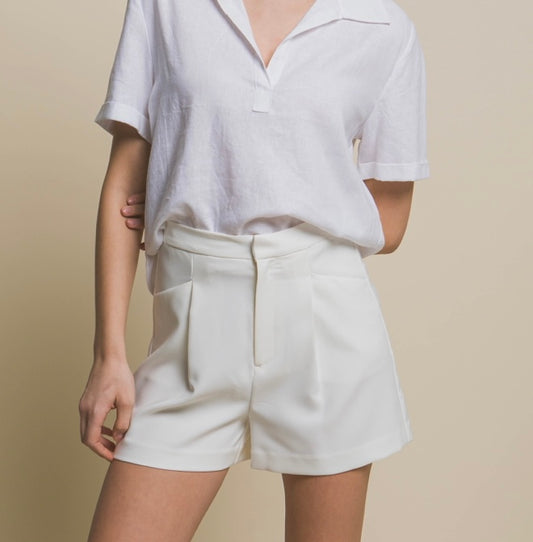 Pleated Waist Woven Shorts