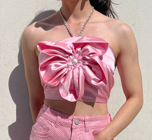 Satin flower top