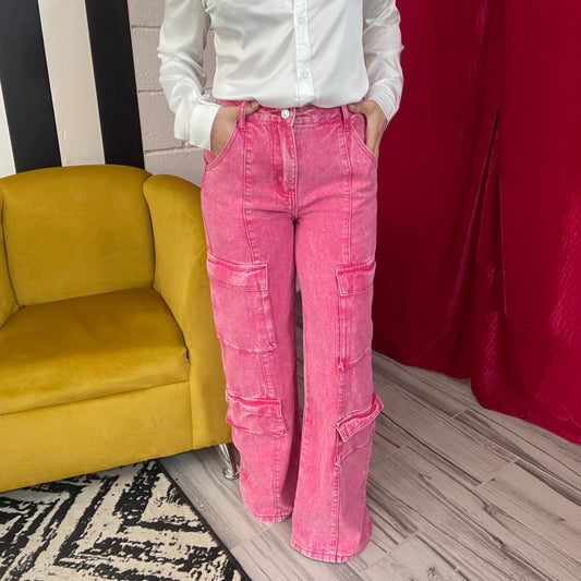 Pink cargo pants