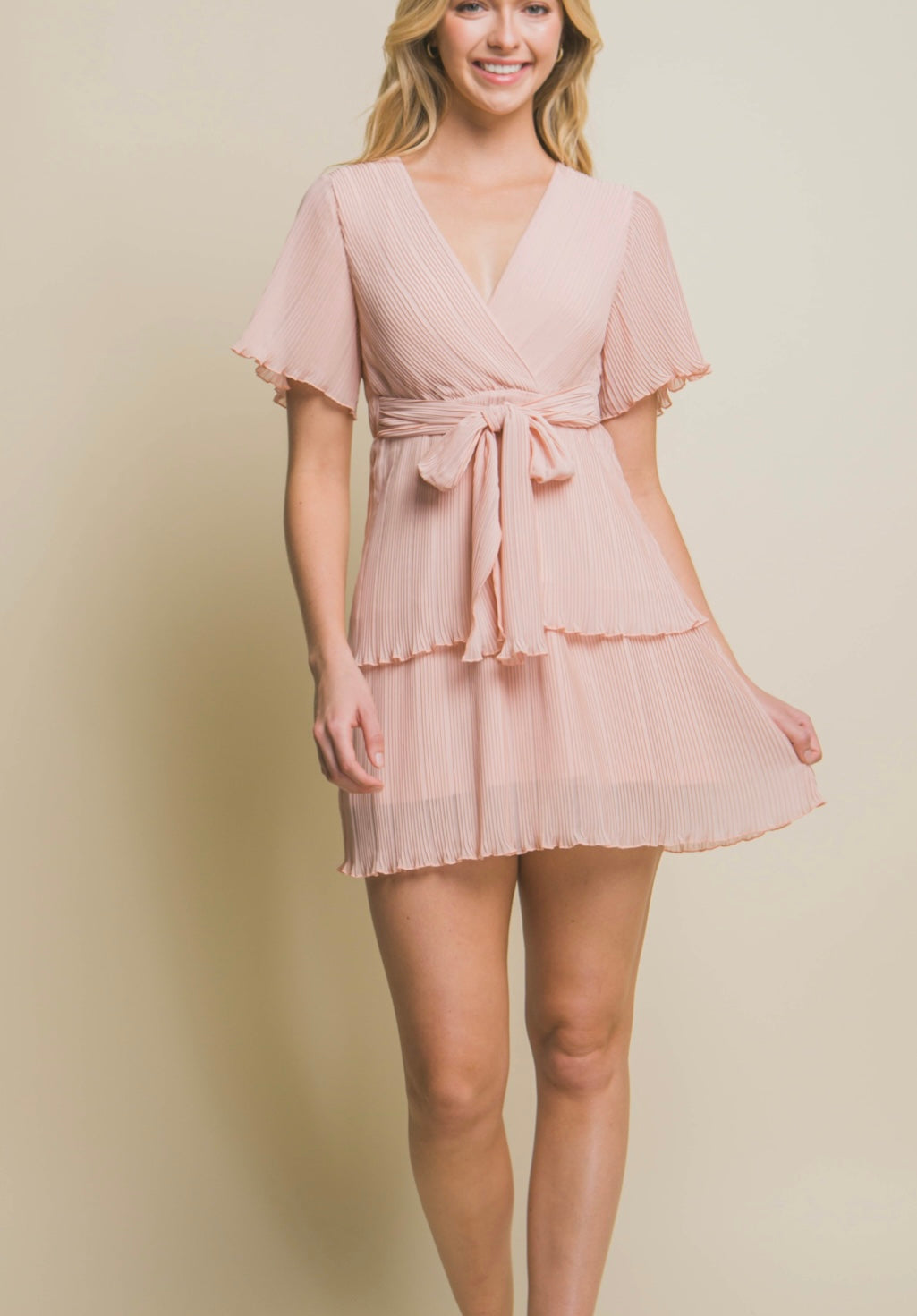 Short Sleeve Ruffle Dress