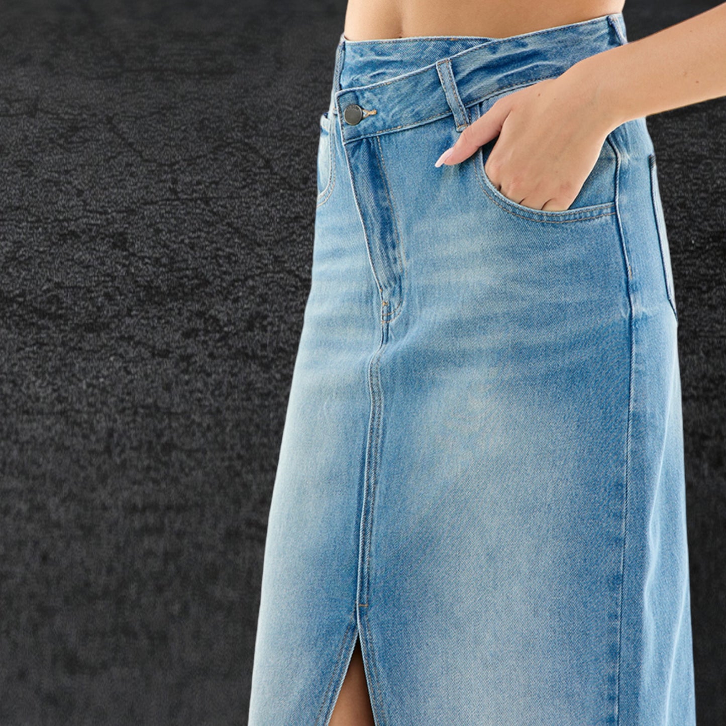 Denim midi skirt