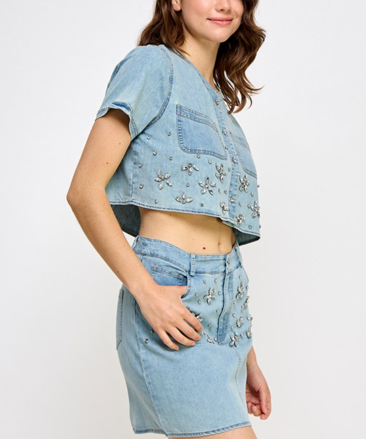Conjunto denim con estoperoles
