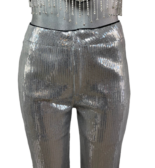 Silver pants with sequins
