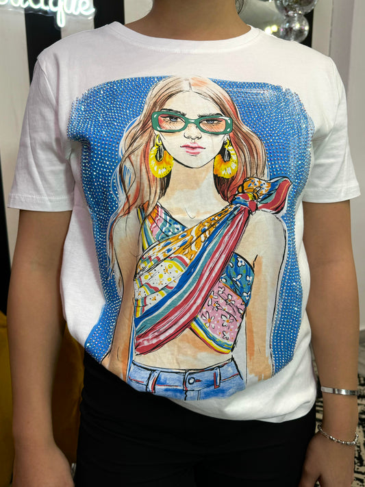 Playera con figura de mujer
