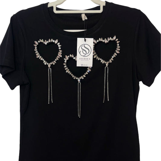 Playera con 3 corazones de estoperoles